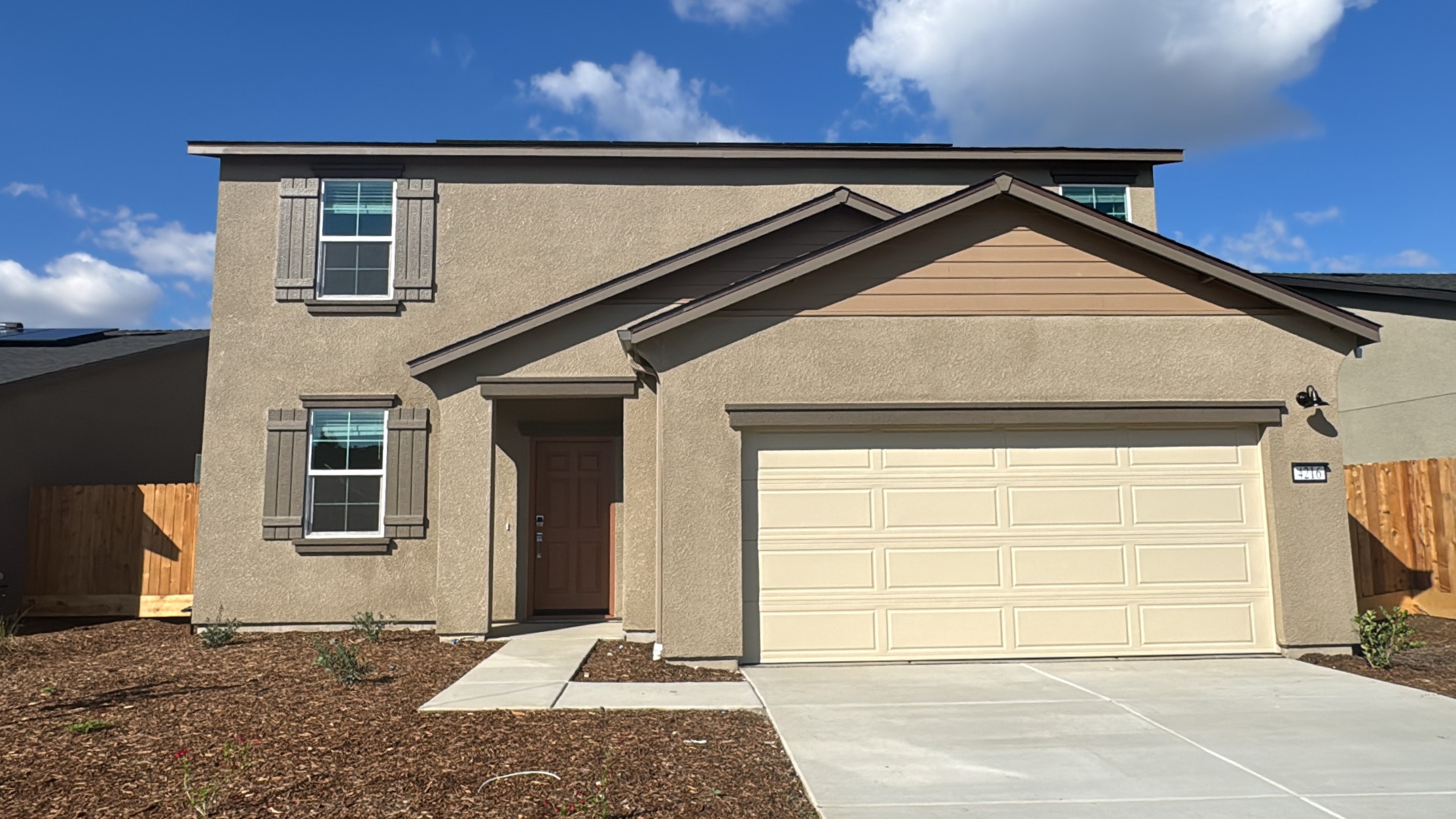 A house with a garage.