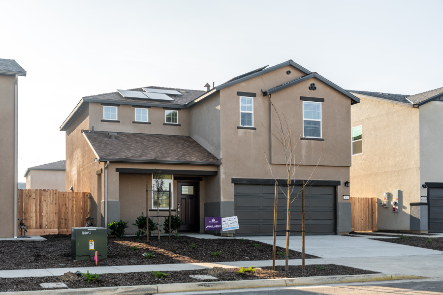 A building with a tree in front.