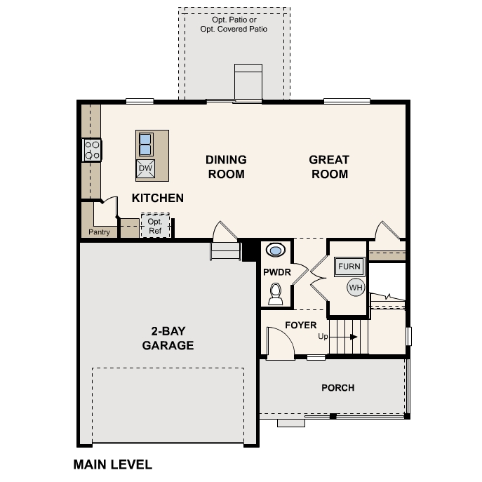 Diagram, engineering drawing. Hudson floorplan, Main Level
