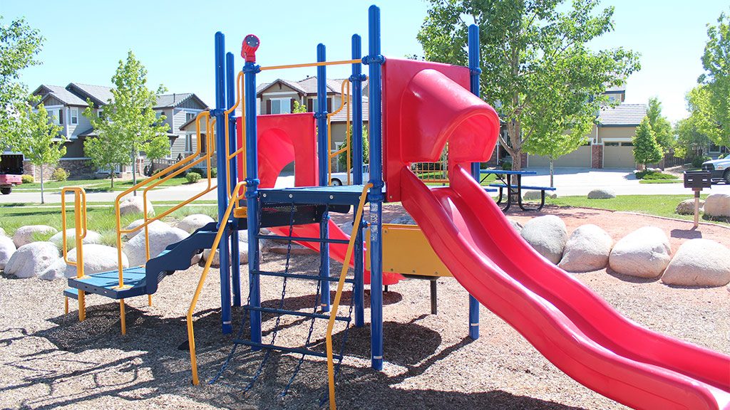 A playground with a slide.