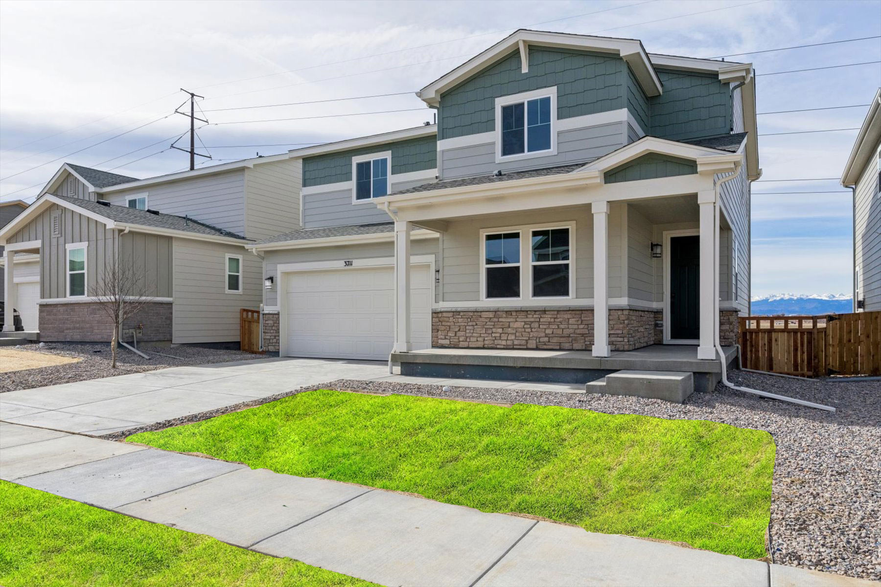 A house with a front yard.