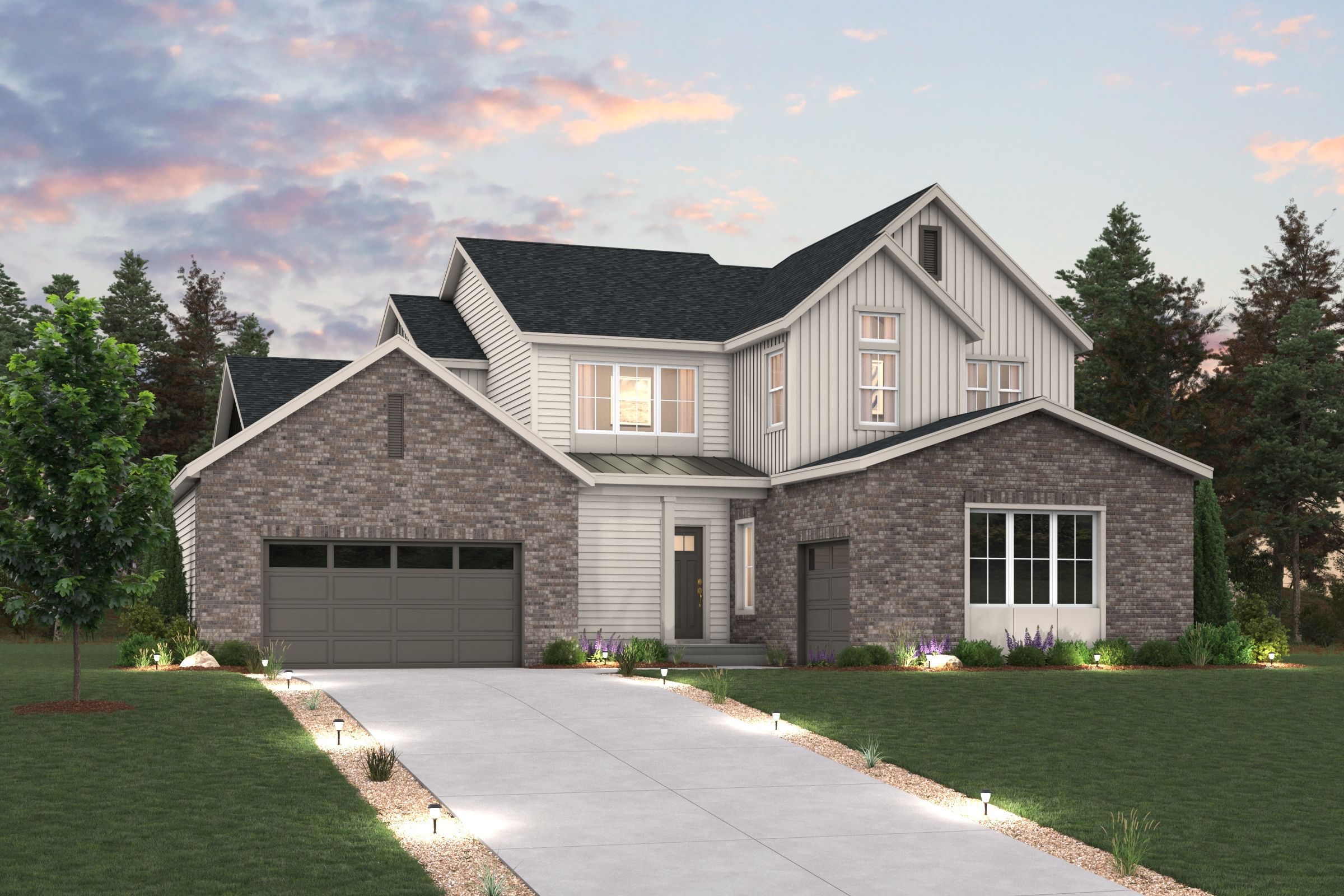 A house with a driveway.