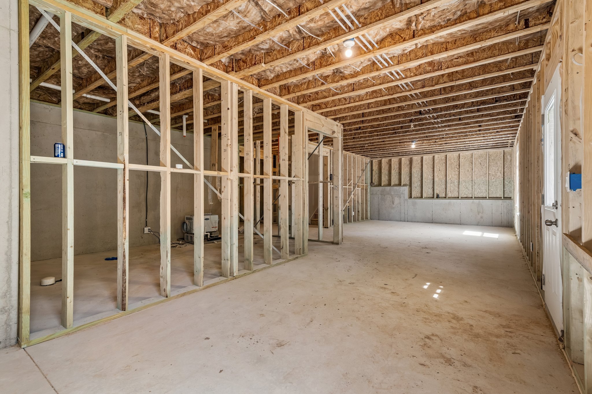 A room with wooden walls.