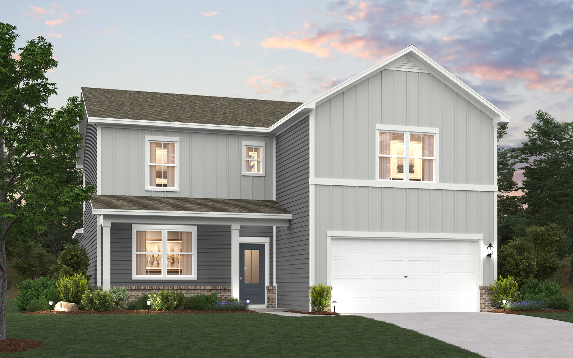 A house with a garage.