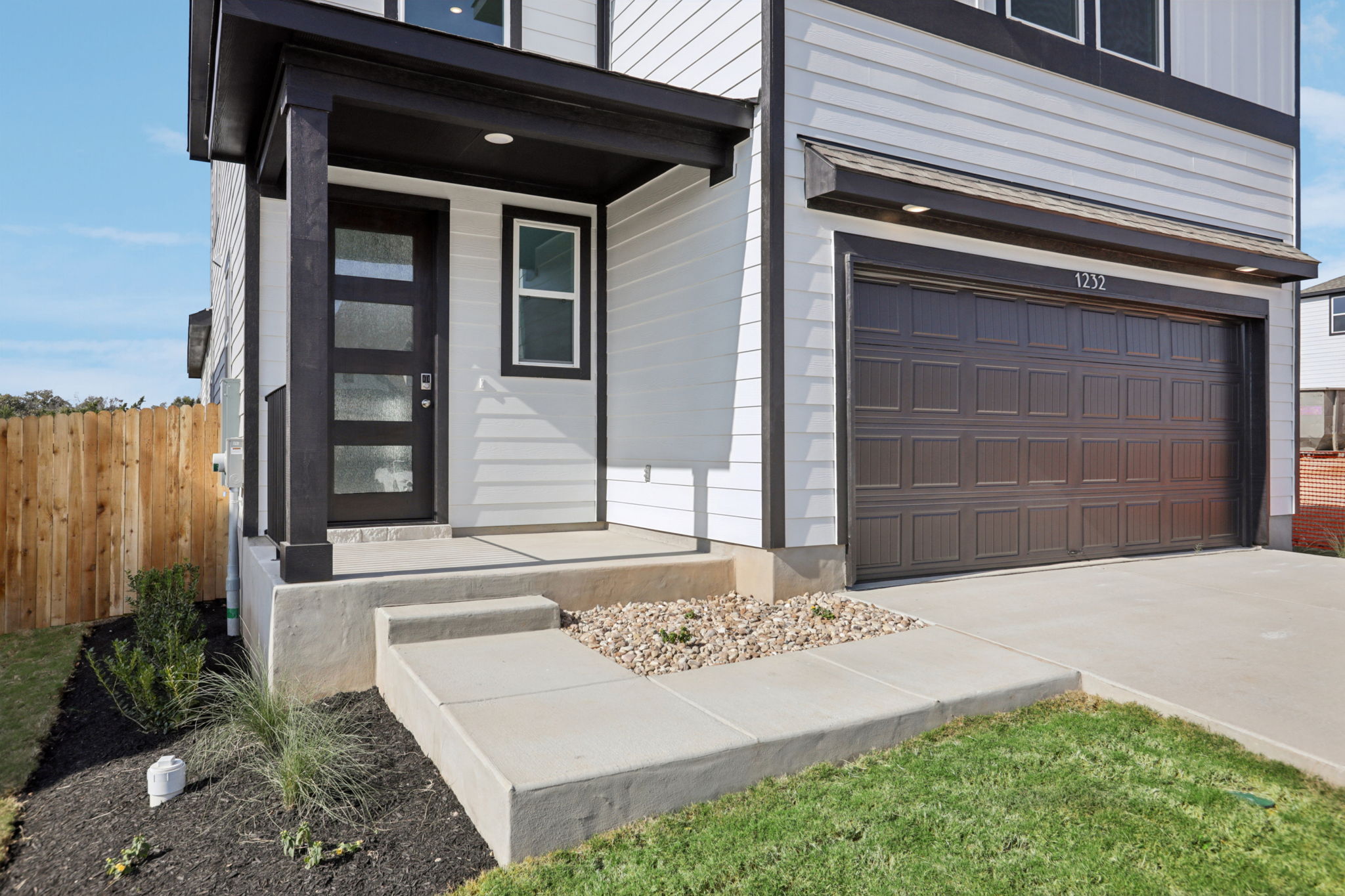 A house with a garage.