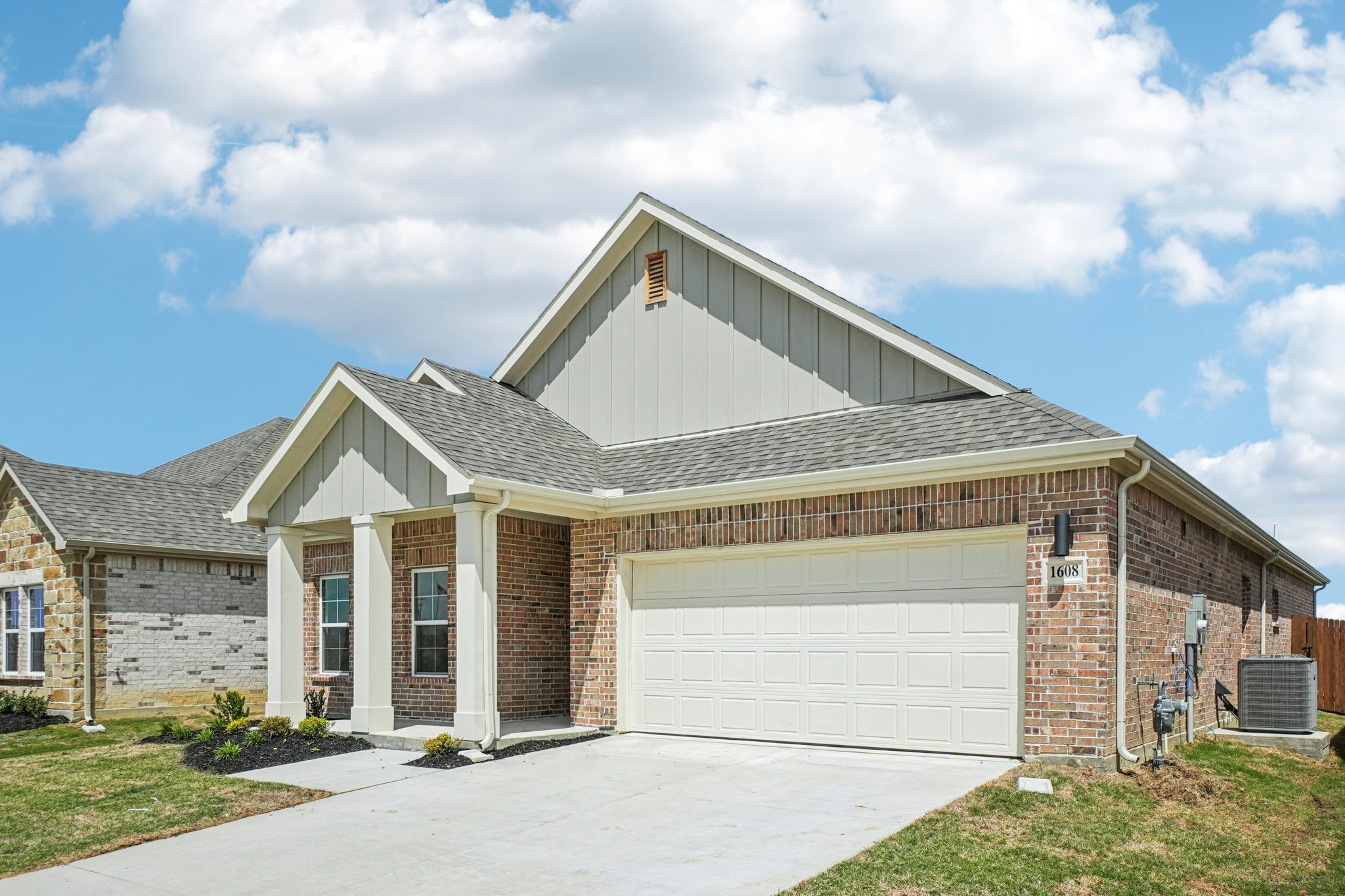 A house with a garage.