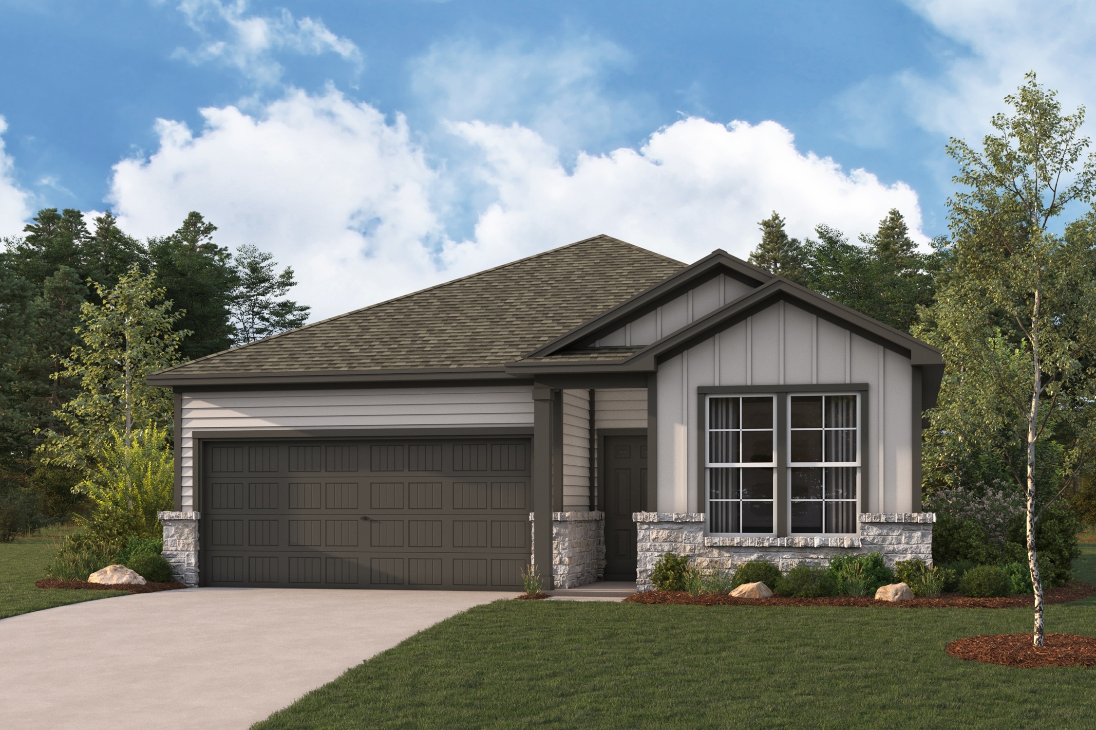 A house with a garage.