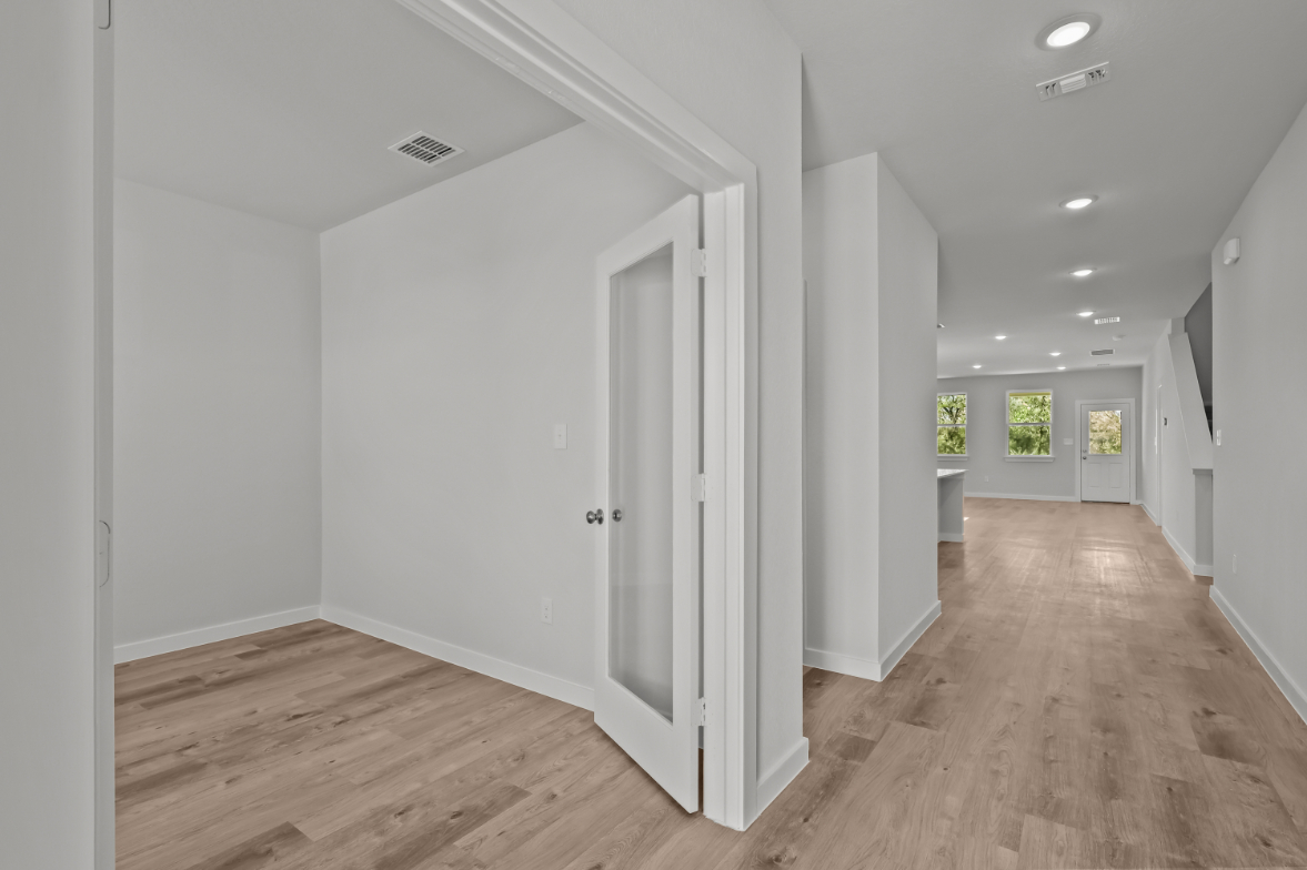 A room with white doors.