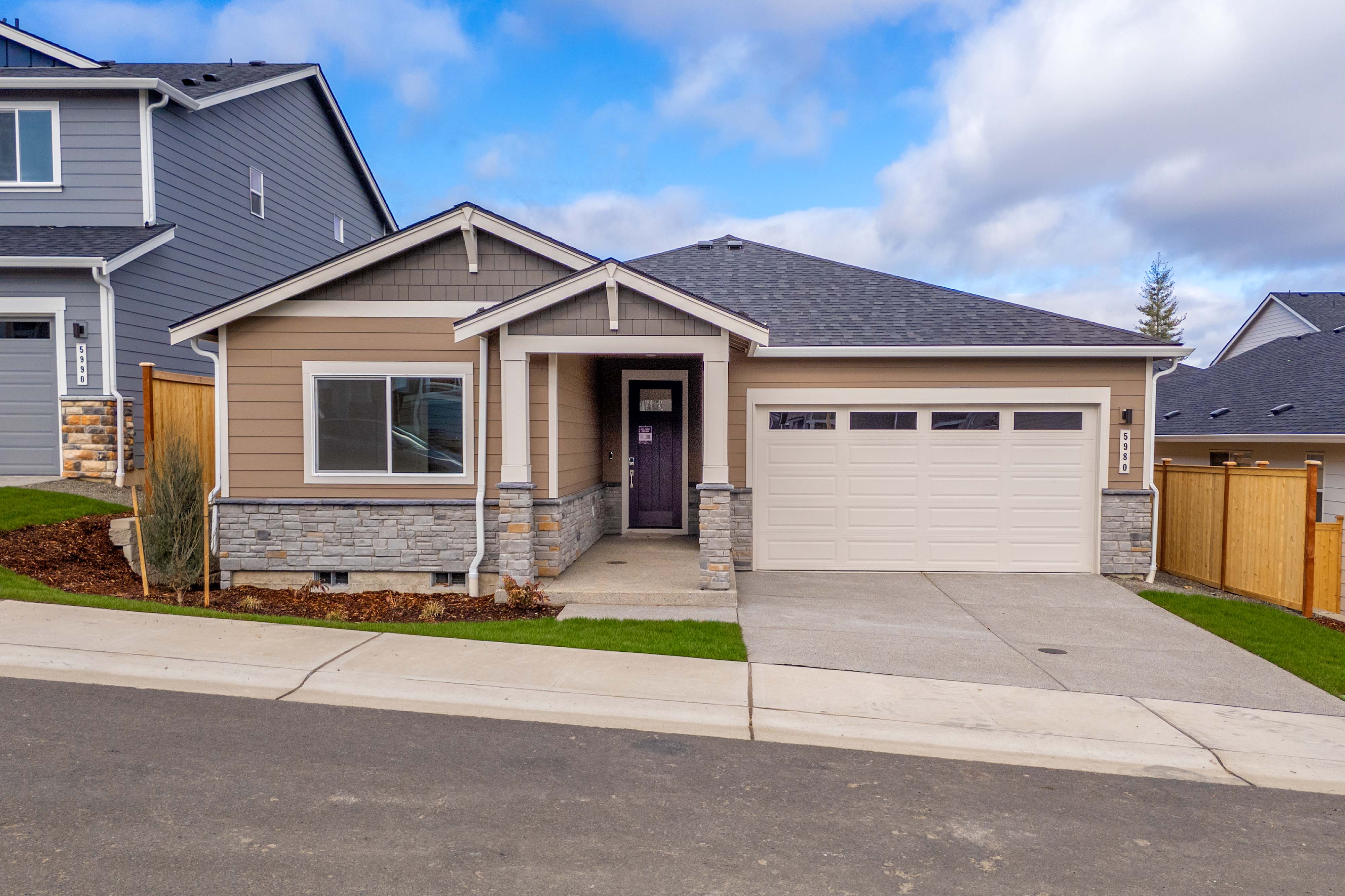 A house with a garage.