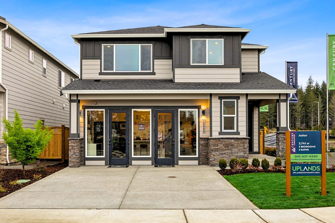 A building with glass doors.