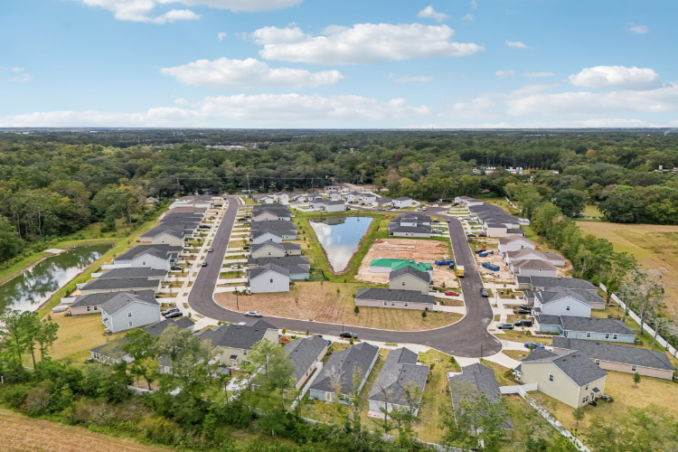A high angle view of a town.